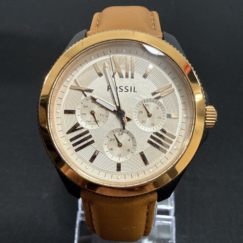 Fossil Cecile AM4624 Women's Wristwatch New Brown Leather Band New Battery (Z1)